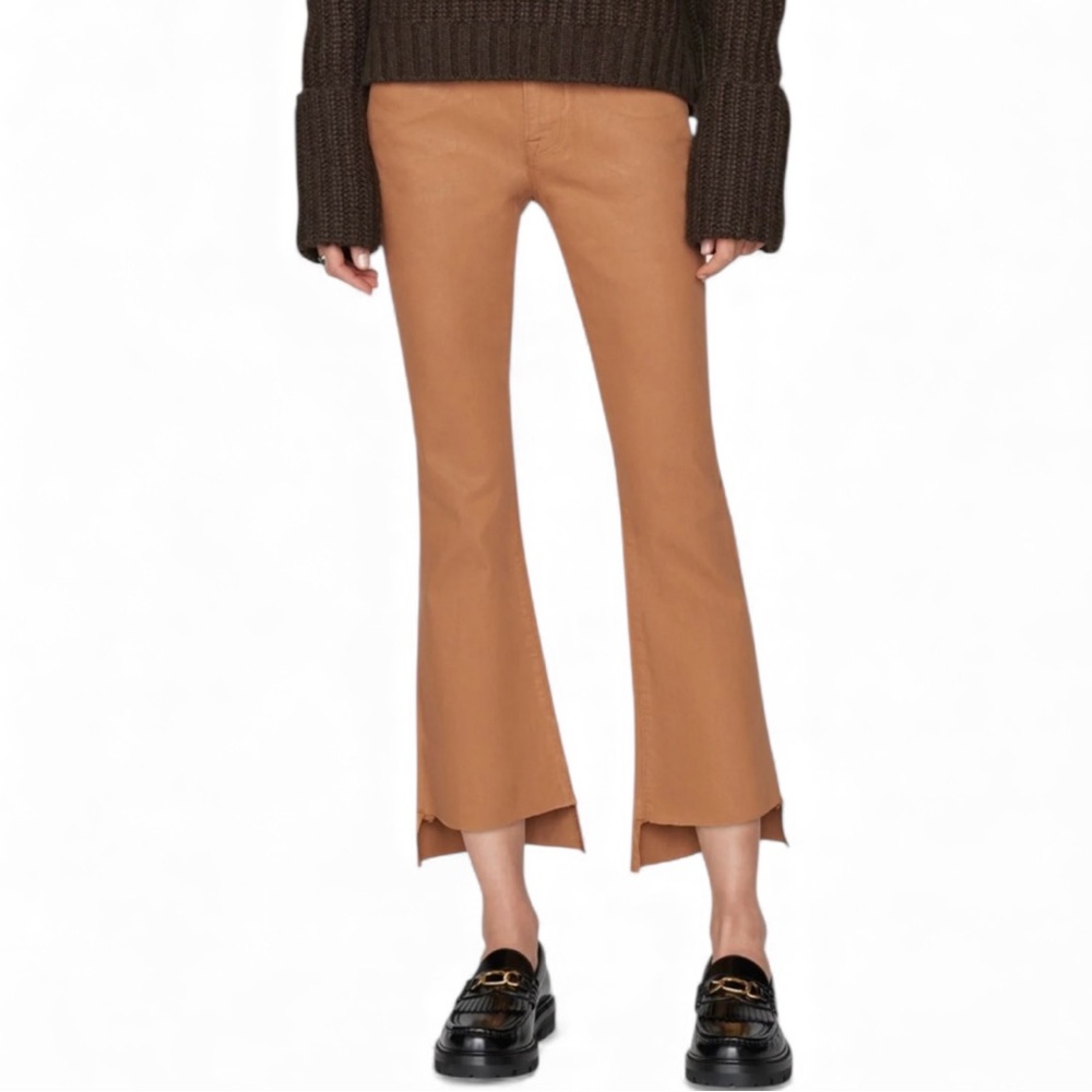 FRAME Le Crop Mini Boot Jeans Latte Brown Flare Ankle Western Boho Parisian 27